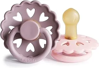 FRIGG Fairytale Latex Baby Pacifier 0-6 Months | 2 Pack Soother | Round Natural Rubber Nipple with Heart Shaped Air Holes | Made In Denmark — The Little Mermaid/The Snow Queen