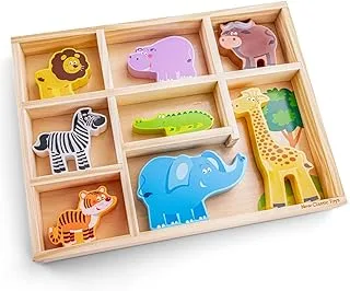 New Classic Toys 11851 Farm Animals in Wooden Box, Wood