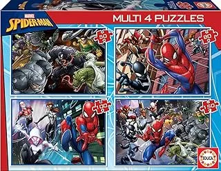 Educa - Spider-Man Puzzles. Set of 4 Children's Puzzles of 50 to 150 Pieces. Approximate measurement once assembled: 34 x 24 cm. Composed of large, perfectly finished pieces. +5 years (18102)