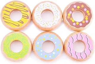 New Classic Toys 10629 Wooden Pretend Play Kids Donuts Set Cooking Simulation Educational Color Perception Toy for Preschool Age Toddlers Boys Girls