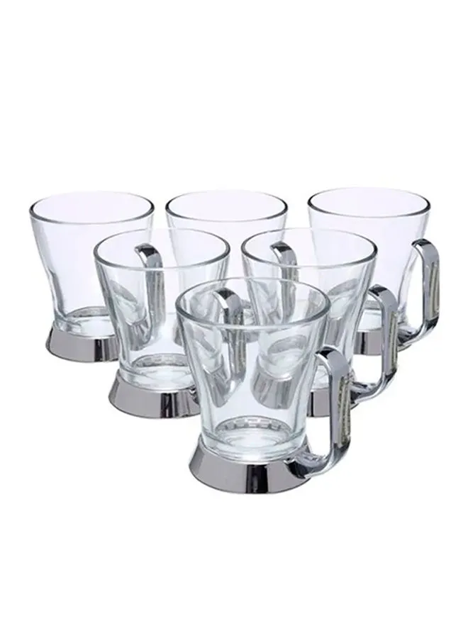 REGENT 6-Piece Orient Stainless Steel Tea Mug Set Silver/Gold/Clear