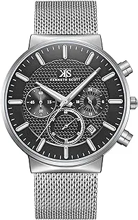 Kenneth Scott Men's Black Dial Multi Function Watch - K22133-SMSB