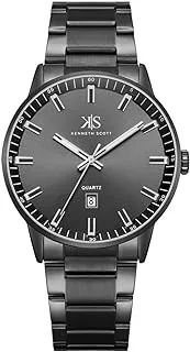 Kenneth Scott Men's Black Dial Analog Watch - K22010-BBBB