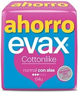 Evax Cottonlike Pads With Wings, Normal, 64 Pieces, Up To 100% Clean And 0% Odor