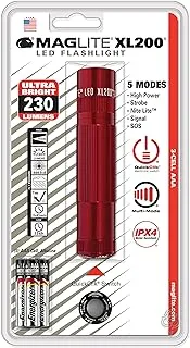 مصباح يدوي Maglite XL200 LED ثلاثي الخلايا AAA ، أحمر