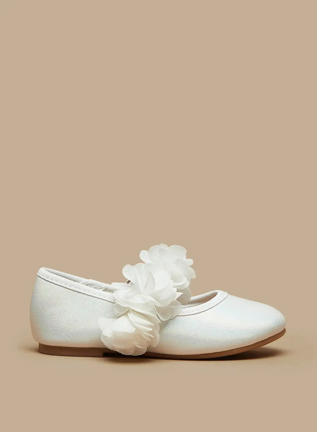 Flora Bella By Shoexpress Girls Textured Round Toe Ballerina Shoes with Hook and Loop Closure Ramadan Collection