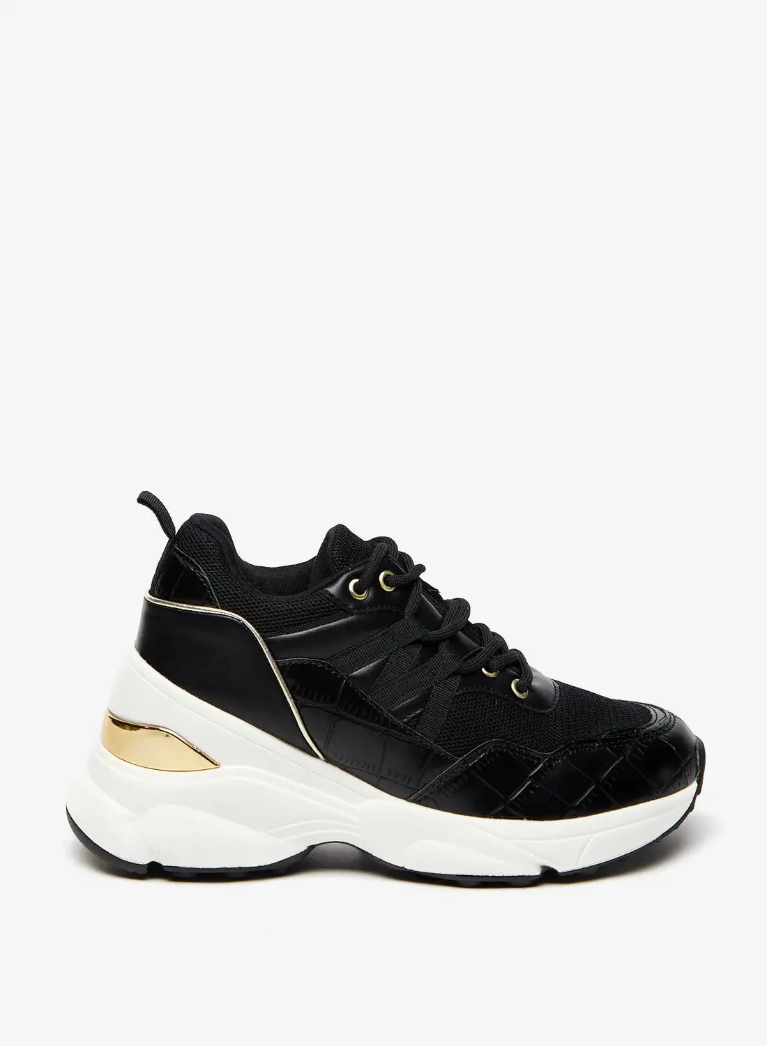 shoexpress Womens Textured Sneakers with Lace Up Closure