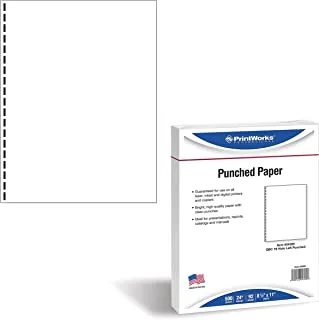 PrintWorks Professional Prepunched Paper, 8.5 x 11, 24 lb, GBC CombBind 19-Hole Punched Report & Presentation Paper, 500 Sheets, White (04329)