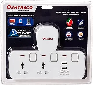 Oshtraco OTC-DC-8763SN 2 Way Switch Socket with 2.1 Amp USB