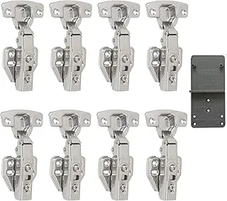 LOOTICH 110 Degree Kitchen Cabinet Cupboard Wardrobe Door Standard Hinges with Integrated Soft Closing Mechanism Full Overlay Straight Arm with Drilling Template Pack of 8