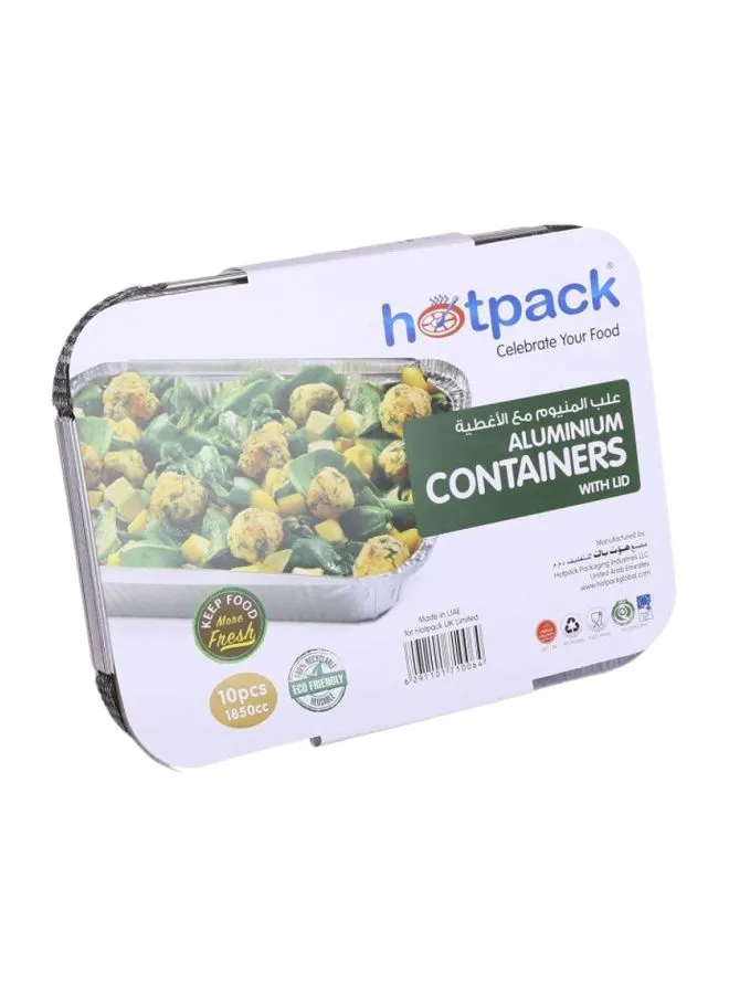 Hotpack 10-Piece Aluminium Food Container 83185 Silver 1850ml