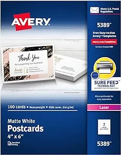 Avery Printable Postcards with Sure Feed Technology, 4