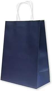 SNH Packing Kraft Paper Party Bag with Twisted Handle 10-Pieces, 24 cm x 28 cm x 12 cm Size, Dark Blue