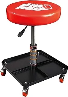 BIG RED TR6350 Torin Rolling Pneumatic Creeper Garage/Shop Seat: Padded Adjustable Mechanic Stool with Tool Tray Storage, Red Large