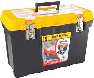 SUPER-BAG Super Bag Power Tool Box Standard Tool Box Organizer 19â€³ Mega Tool Box Metal Lock ASR 2021 490x260x320h mm Orange Black Made in Turkey