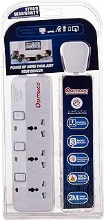 Oshtraco OTC3313S-2M 3 Way Universal Extension Socket with 2 Meter Cord, Assorted