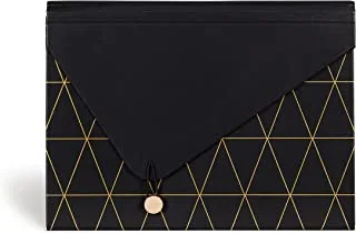 U Brands 13-Pocket Expanding File Folder, Office Supplies, Black and Gold Geometric, Brass Hardware, FSC Certified