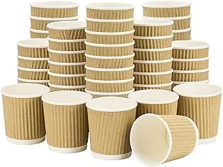 MARKQ 4 oz. Brown Disposable Ripple Insulated Coffee Cups - Hot Beverage Corrugated Paper Cups [25 cups]