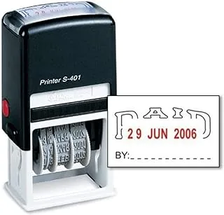 MARKQ Paid Stamp with Date, Self Inking Stamp for Office Business Supplies, Red Ink Date and Blue Text