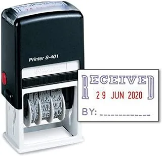 MARKQ Recieved Stamp with Date, Self Inking Stamp for Office Business Supplies, Red Ink Date and Blue Text