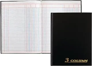 Adams Account Book, 7 x 9.25 Inches, Black, 3-Columns, 80 Pages (ARB8003M)