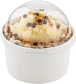 SNH Packing Disposable Paper Ice Cream Cup with Lid 25-Pieces, 8 oz Capacity, Brown