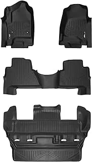 SMARTLINER All Weather Custom Fit 3 Row Black Floor Mat Liner Set Compatible with 2015-2020 Cadillac Escalade (Does not fit ESV Models)