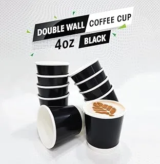 SNH-Packing Disposable Double Wall Paper Coffee Cups 25-Pack, 4 oz Capacity, Black