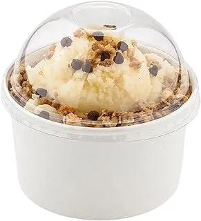 SNH Packing Disposable Paper Ice Cream Cup with Lid 25-Pieces, 10 oz Capacity, Brown