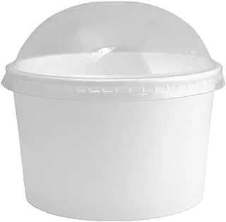 SNH Packing Disposable Paper Ice Cream Cup with Lid 25-Pieces, 16 oz Capacity, Brown