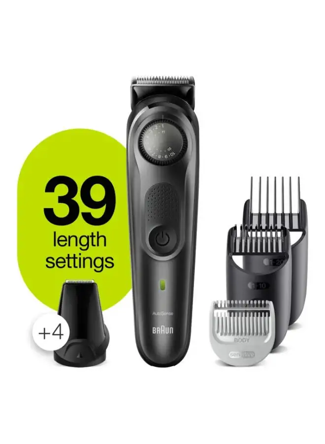 BRAUN Rechargeable Beard And Hair Trimmer With Precision Dial 7 Attachments 22 x 6.14 x 22cm