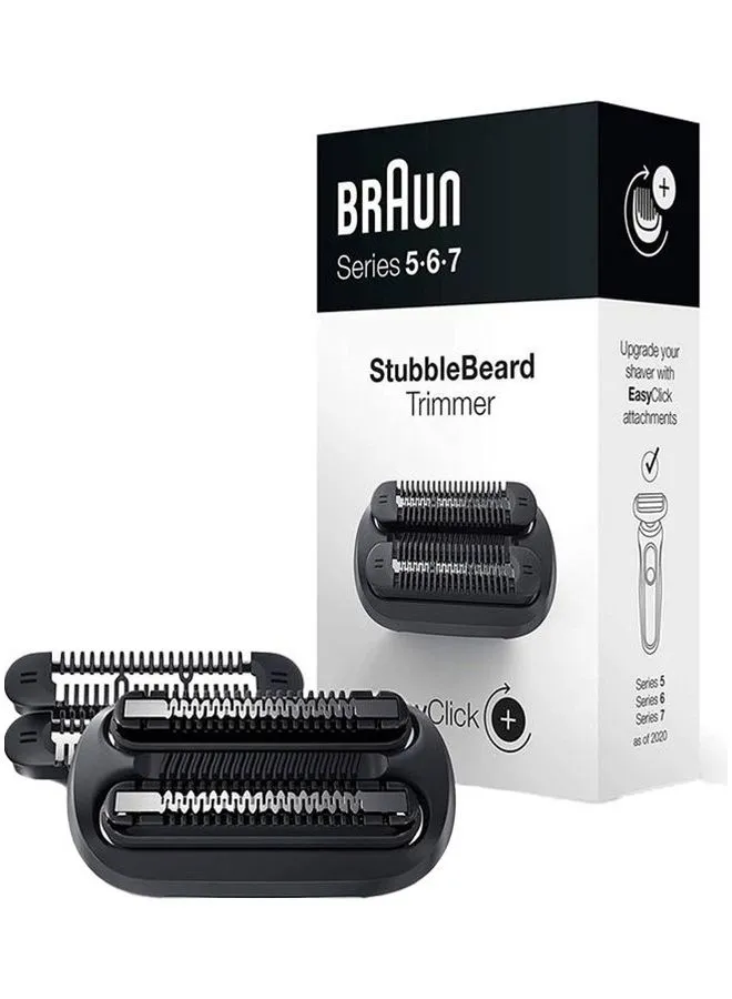 BRAUN Easy Click Stubble Beard Trimmer Attachment For New Generation Series 5, 6 And 7 Electric Shaver With Four Different Stubble Lengths 8 x 6.5 x 16cm