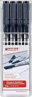 edding 1880 profipen - black - set of 4 -line width 0.25-0.7 mm-fineliner pen for precise writing, sketching and technical drawing - fine, metal-encased nib - suitable for use with rulers and stencils