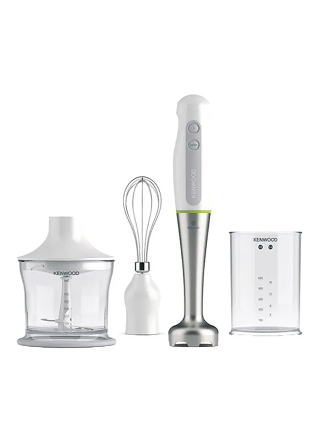 KENWOOD Hand Blender, Stainless Steel Wand, Chopper, 0.5L Beaker, Whisk, Turbo Function, Triblade Technology OWHDP109WG White