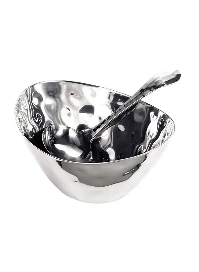 WNK Hammered Sauce Bowl With Ladle Silver 16.5cm