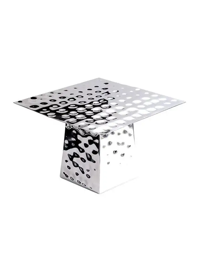 WNK Hammered Square Footed Stand Silver 25.5cm