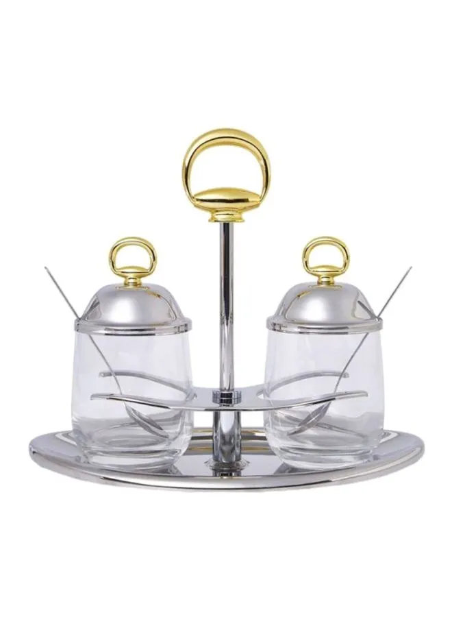 REGENT Double Jam Dish Serveware Clear/Gold/Silver ‎16.2x23x16.6