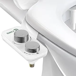 Ciays Bidet Attachment for Toilet, Ultra-Slim Bidet Toilet Seat Attachment, Self-Cleaning Dual Nozzles, Non-Electric Bidet Attachment for Sanitary and Feminine Wash, Sliver/White (CIBA02)