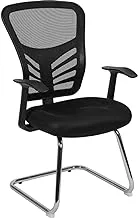 Flash Furniture Steve Black Mesh Side Reception Chair with Chrome Sled Base