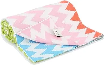 Pluchi Knitted Kids Blanket - Light Pink/ French Pink/ Medium Green/ Dull Green/Medium Blue/ Ivory, Piece Of 1