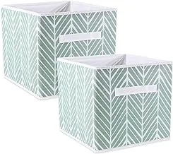 DII Non Woven Storage Collection Polyester Herringbone Bin, Small Set of 2, Mint, 2 Piece