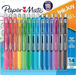 Paper Mate Inkjoy Gel Retractable Pen, 0.7Mm, Ink, Pack Of 14, Assorted (1951636)