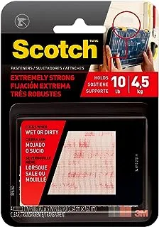 Scotch Mount Extreme Fasteners 1 in x 3 in (2.54cm x 7.62m), 2 Sets (4 squares)/pack | 1 set holds 0.91 kg | Transparent color | Extremely Strong | Higher Adhesion | Multi-Surface | No Tools