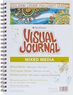 Strathmore 460-19 500 Series Visual Mixed Media Journal، ورق رق، 9 × 12 بوصة، أبيض، 34 ورقة