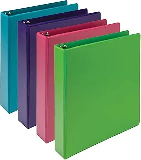 Samsill Plant Based Durable 1.5 Inch 3 Ring Binders, Made In The Usa, Fashion Clear View Binders, Up To 25% Plant Based Plastic, Assorted, 4 Pack (Mp48659)