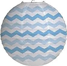 Creative Converting Two Tone Chevron Lanterns, Length 12-Inch Size, Pastel Blue