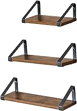 VASAGLE Floating Shelves Wall Mounted, Industrial Shelf, Set Of 3, Stable Display Stand For Living Room, Bathroom, Kitchen, Rustic Brown Ulws33Bx, & Black