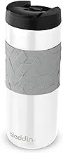 Aladdin Easy-Grip Leak-Lock™ Mug 0.47L White – Leak-Lock™ technology | Leakproof lid | Double Wall Vacuum Insulated Cup | Keeps Hot for 4 Hours | BPA-Free Stainless Steel Travel Mug | Dishwasher Safe