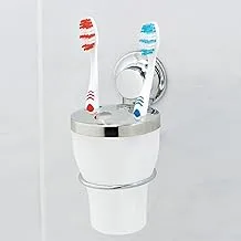 Everloc Toothbrush Holder, No Drilling, No Screws, No Glue, No Adhesive, Vacuum Suction Wall Mounted Chrome Bathroom Tooth Brush Cup Stand, Easy and Quick Install, EVL-10223