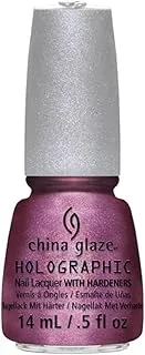 China Glaze Nail Lacquer With Hardeners - 14 ml, Astro-Hot Hologlam- Purple